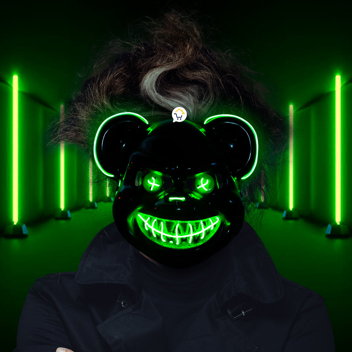Super Mascara Neon Oso Asesino Disfraz KG552 el Original